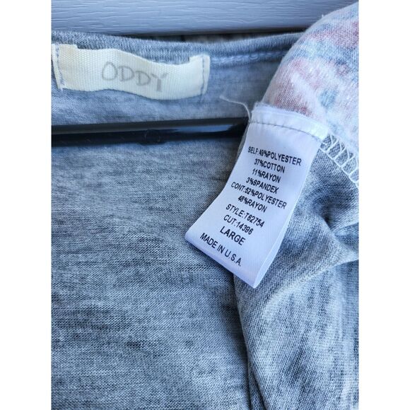 Oddi T Shirt Large Womens V Neck Short Sleeve Pullover Multicolor Floral - Picture 5 of 5